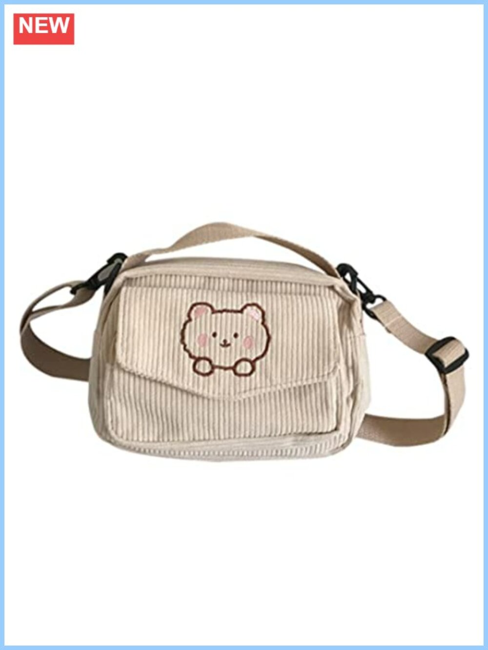 Corduroy Crossbody Bag and Wallet Set Adjustable Strap Kawaii Purse